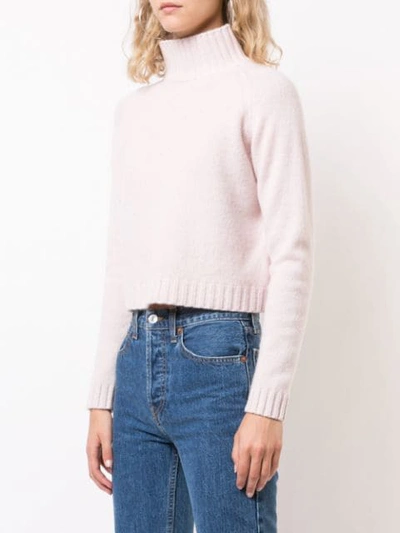 Shop The Elder Statesman Cropped Turtle Neck Jumper - Pink