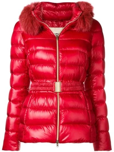 Shop Herno Hooded Puffer Jacket - Red