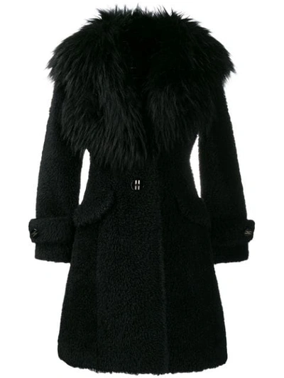 Shop Elisabetta Franchi Faux Fur Coat In 110 Nero