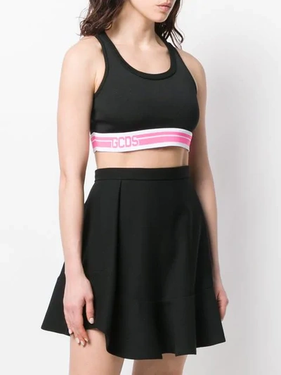 Shop Gcds Logo Band Cropped Top In Black