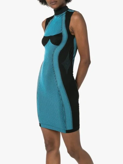 Shop Misbhv Aero Sport Knit Mini Dress In Black ,blue