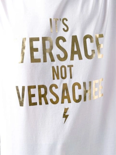 Shop Versace Slogan Print T-shirt In White