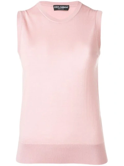 Shop Dolce & Gabbana Basic Sleeveless Sweater In Pink