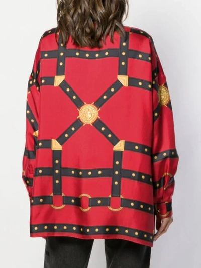 Shop Versace Belt-print Silk Shirt In Red