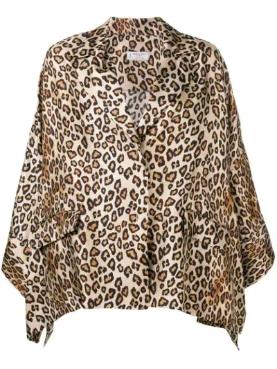 Shop Alberto Biani Leopard Print Cape Jacket In Neutrals