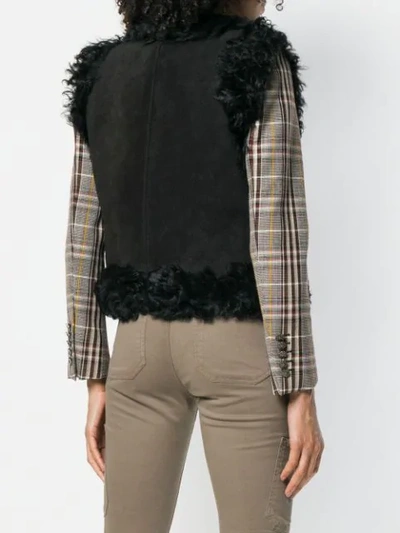 Shop Saint Laurent Double Shearling Gilet In Black