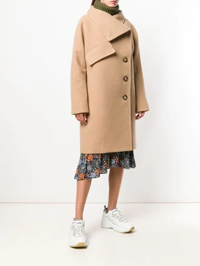 Shop Acne Studios Funnel Neck Coat In Brown