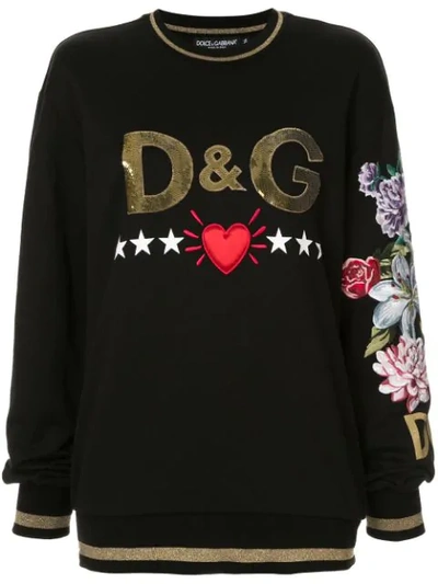 Shop Dolce & Gabbana Embellished Logo Sweatshirt In Black