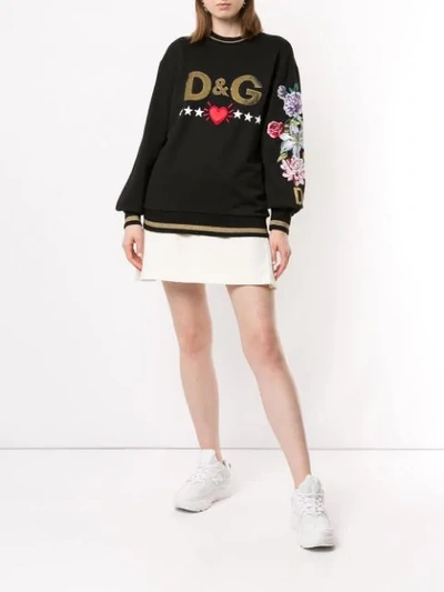 Shop Dolce & Gabbana Embellished Logo Sweatshirt In Black
