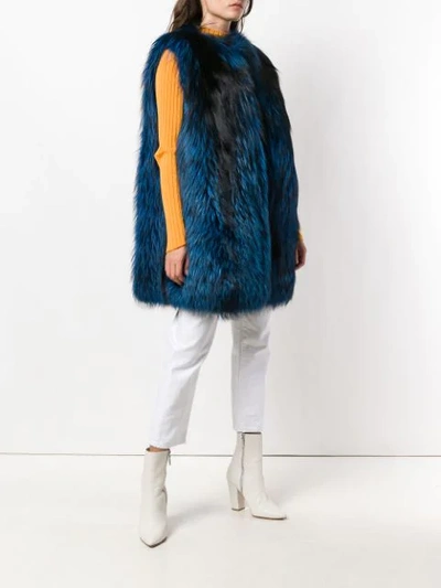 Shop Numerootto Fur Gilet In Blue