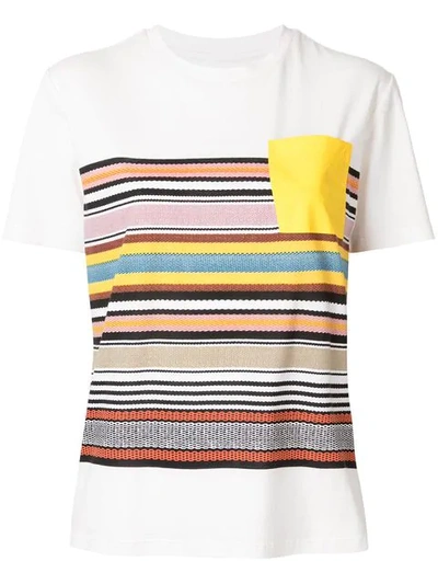 Shop Tory Burch Patch Pocket Striped T-shirt - Multicolour