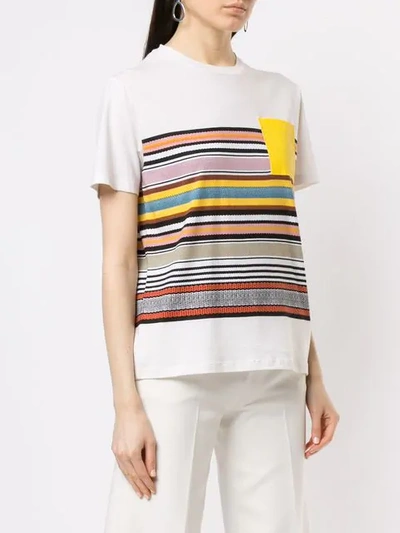 Shop Tory Burch Patch Pocket Striped T-shirt - Multicolour