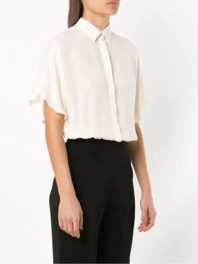 Shop Andrea Marques Silk Shirt Bodysuit - White