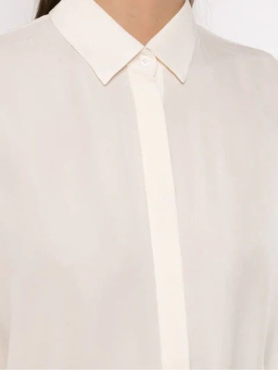Shop Andrea Marques Silk Shirt Bodysuit - White