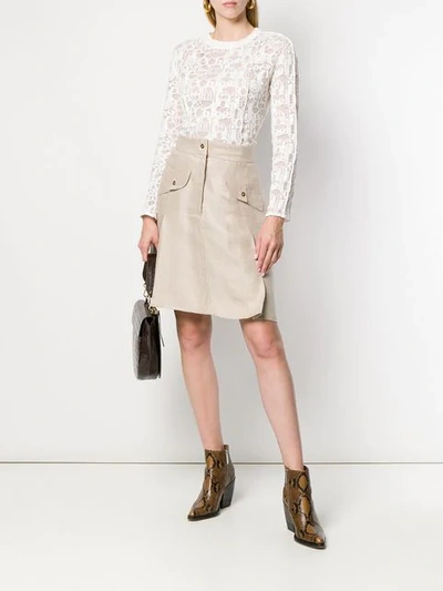 Pre-owned Chanel 1980's A-line Skirt In Neutrals