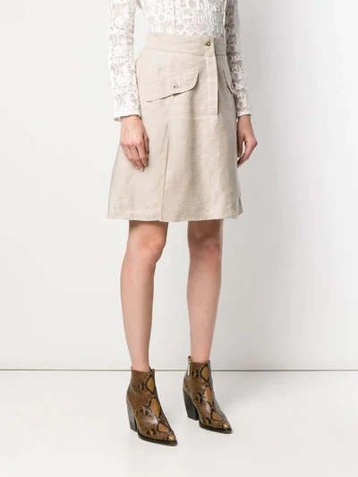 Pre-owned Chanel 1980's A-line Skirt In Neutrals