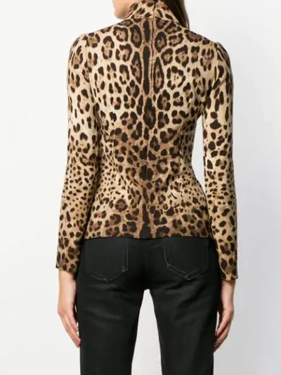 Shop Dolce & Gabbana Leopard Print Top In Neutrals ,brown