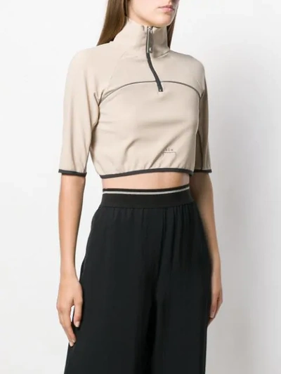 Shop A-cold-wall* Cropped Short-sleeve Top In Neutrals
