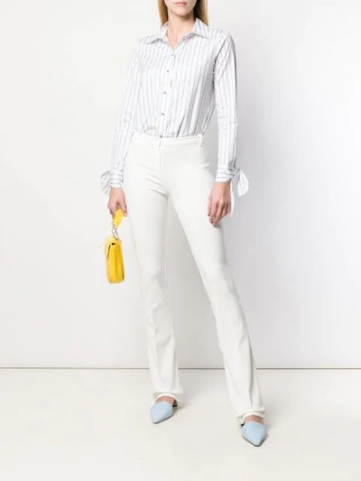 Shop Pinko Tie Cuff Striped Shirt In White