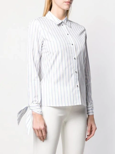 Shop Pinko Tie Cuff Striped Shirt In White