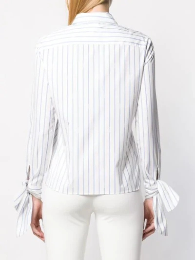 Shop Pinko Tie Cuff Striped Shirt In White