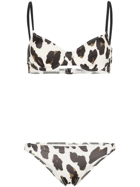 solid and striped leopard bikini