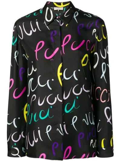 Shop Emilio Pucci Pucci Pucci Print Silk Shirt In Black