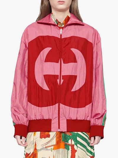 Shop Gucci Interlocking G Technical Jersey Jacket In 5649 Pink