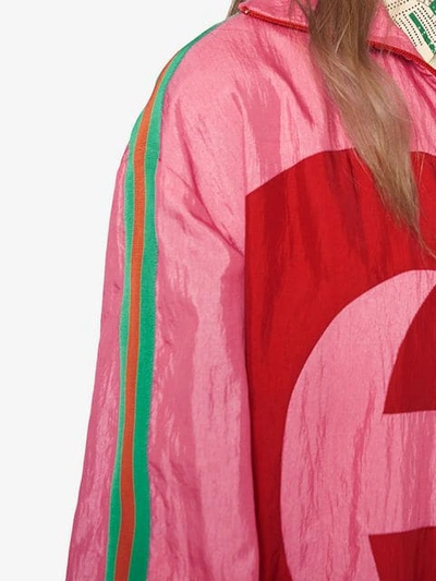 Gucci Zip-front Technical Nylon Jacket W/ Gg Intarsia In Multi 