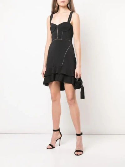 Shop Jonathan Simkhai Flared Ruffle Mini Dress In Black