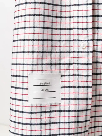 Shop Thom Browne Sleeveless Tartan A-line Shirtdress - White