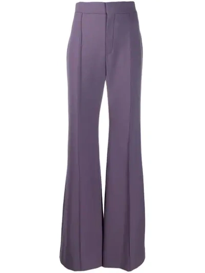 Shop Chloé Wide-leg Flared Trousers In Purple