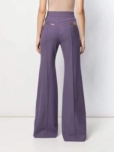 Shop Chloé Wide-leg Flared Trousers In Purple