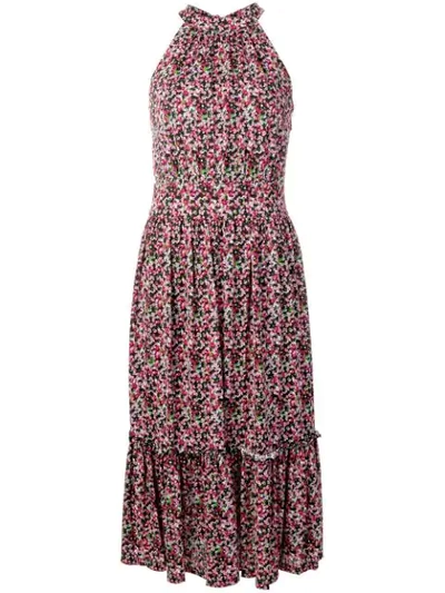 Shop Michael Kors Floral Print Midi Dress In Pink