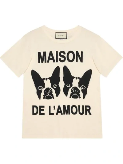 Shop Gucci ”maison De L'amour” T-shirt With Bosco And Orso In White