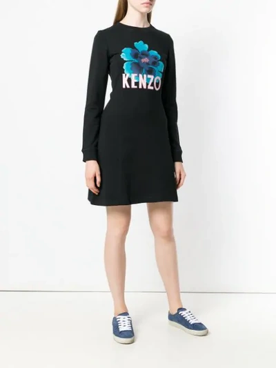 Shop Kenzo Logo Print Dress - Black