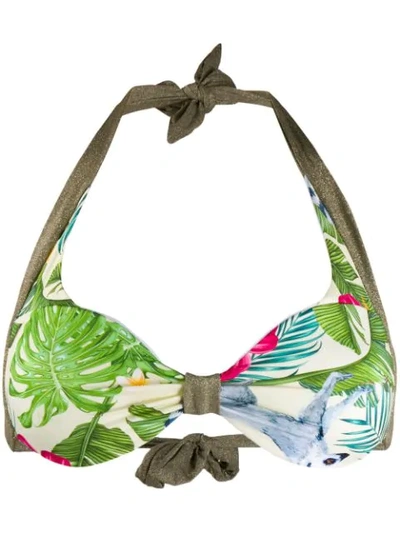 Shop Mc2 Saint Barth Emanuelle Paradise Print Bikini Top - Green