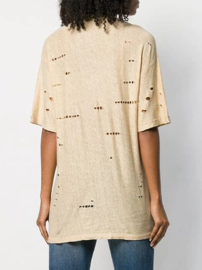 Shop Balmain Distressed T In Neutrals