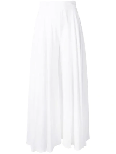 Shop Alexandre Vauthier Wide Twill Trousers - White
