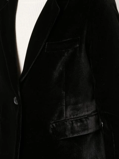 Shop Nili Lotan Cropped Sleeves Velvet Blazer In Black