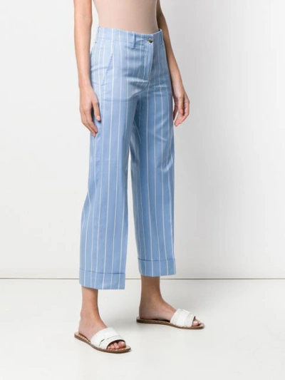 Shop Alberto Biani Pinstripes Tapered Trousers - Blue