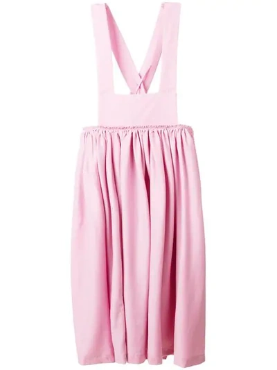 Shop Comme Des Garçons Comme Des Garçons Pinafore Midi Dress In Pink