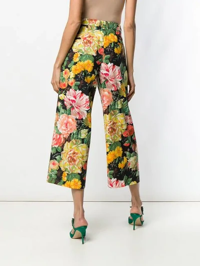 Shop Dolce & Gabbana Floral Cropped Trousers In Black