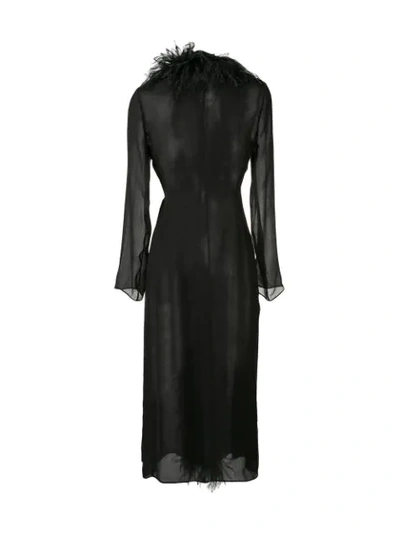 Shop Prada Feather Trim Robe In Black