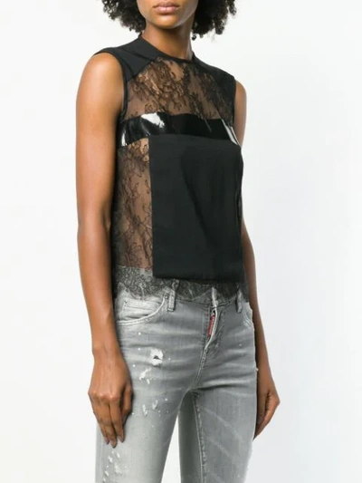 Shop Dsquared2 Lace Panel Tank In Black