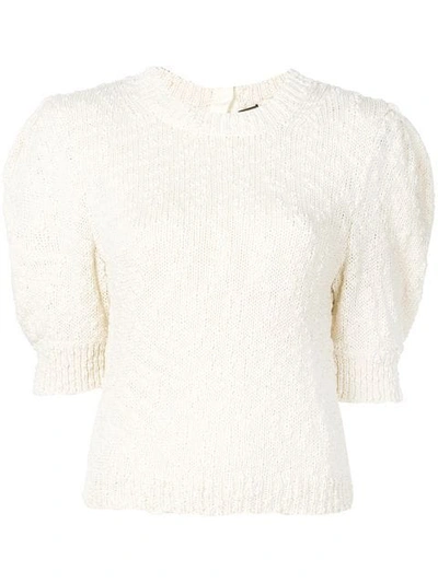 Shop Adam Lippes Puff Sleeve Jumper In Neutrals