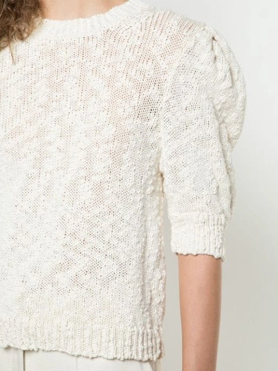 Shop Adam Lippes Puff Sleeve Jumper In Neutrals