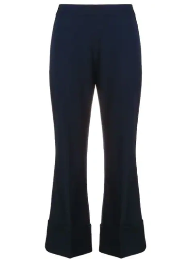 Shop Stella Mccartney Flared Cropped Trousers In Blue