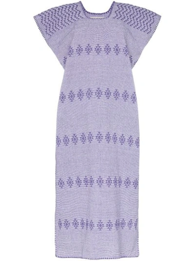 Shop Pippa Holt Embroidered Kaftan Midi-dress In Purple