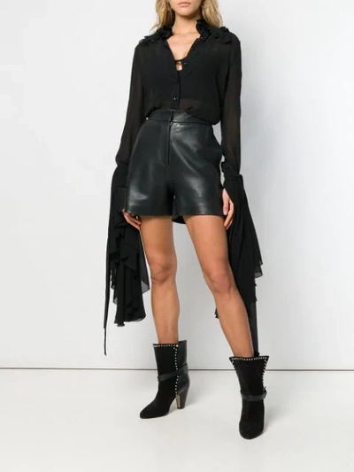 Shop Saint Laurent Sheer Shirt With Dramatic Sleeves In Black